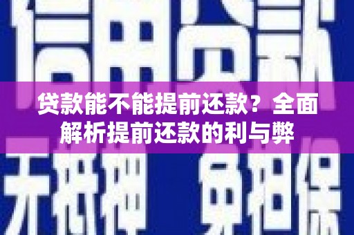 右玉贷款能不能提前还款？全面解析提前还款的利与弊