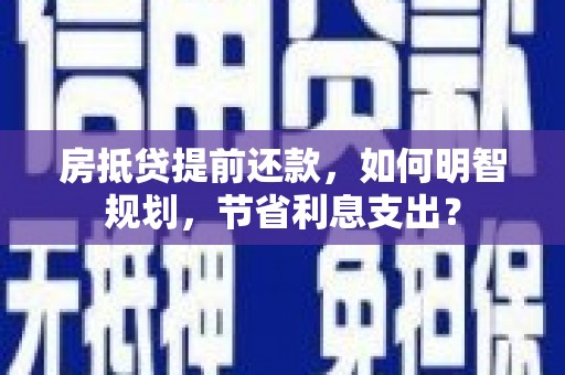 官田房抵贷提前还款，如何明智规划，节省利息支出？