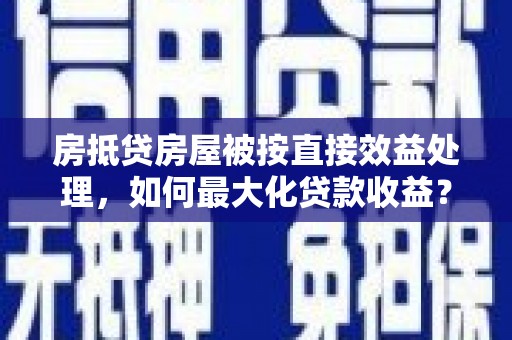 和静房抵贷房屋被按直接效益处理，如何最大化贷款收益？