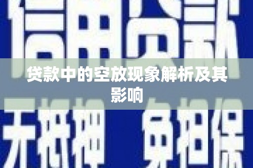 苏尼特左旗贷款中的空放现象解析及其影响