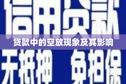 沧县贷款中的空放现象及其影响